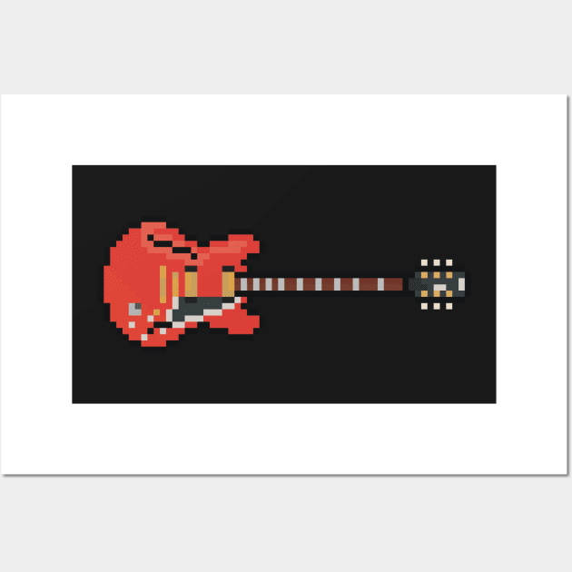 Pixel Red Pixie Guitar Wall Art by gkillerb